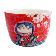 日式開運陶瓷水碗 (紅色 達摩)