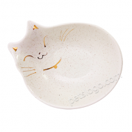 日式手繪描金貓耳陶瓷碗 (白色)