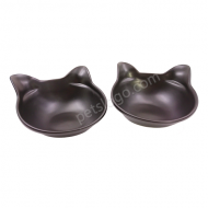 斜邊貓耳陶瓷碗 (兩件套裝 黑色)