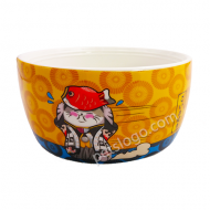 日式開運陶瓷食碗 (橙色 大漁)